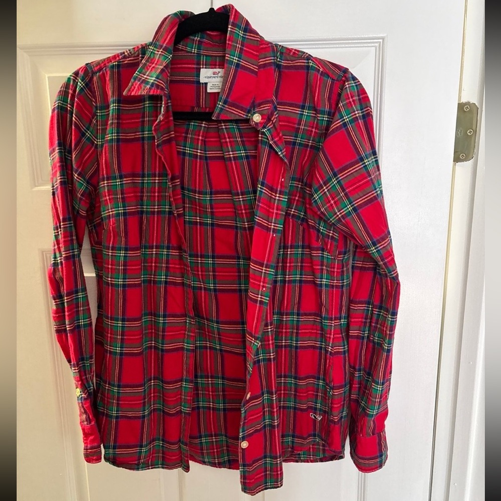 Vineyard Vines Red Plaid Flannel Button Down